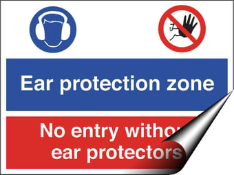 Picture of Ear Protection No Entry Sign - 400 X 300Hmm - Self Adhesive Vinyl - [AS-MU19A-SAV]