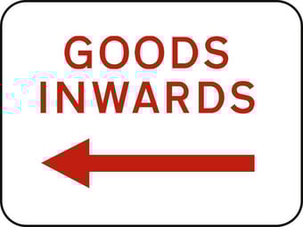 Picture of Spectrum 600 x 450mm Dibond ‘Goods Inwards Arrow Left’ Road Sign - With Channel - [SCXO-CI-13114]