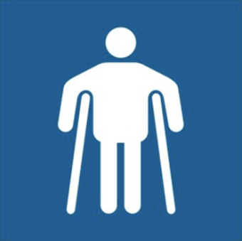 picture of Man On Crutches Graphic – Taktyle (150 x 150mm) - SCXO-CI-TK0005WHBL