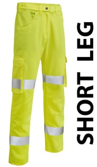 picture of Yelland - Hi-Vis Yellow Poly/Cotton Cargo Trouser - Short Leg - LE-CT03-Y-S