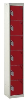 picture of QMP Tool Charging Locker - Solid Door - Standard Plug - 6 Compartment - Red - 1800H x 450W x 450D mm - [QM-BL1845456RSX]
