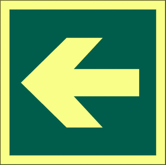 Picture of Photoluminescent Arrow Sign Straight Sign - 150 x 150Hmm - Self Adhesive Rigid Plastic - [AS-PH117-SARP]