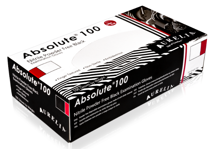 picture of Aurelia Absolute 100 Nitrile Examination Gloves Black - Box of 100 - SMX-9899A5