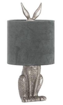 picture of Hill Interiors Silver Hare Table Lamp With Grey Velvet Shade - [PRMH-HI-20697]
