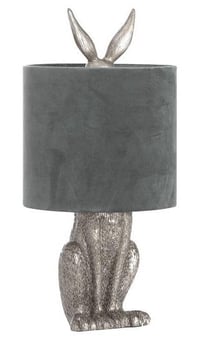 Picture of Hill Interiors Silver Hare Table Lamp With Grey Velvet Shade - [PRMH-HI-20697]