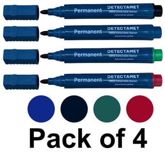 picture of Assorted Detectable Permanent Markers - Chisel Tip - Pack of 4 - [DT-146-A06-T154-CH4]