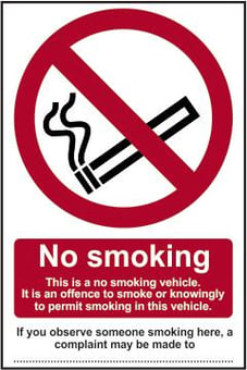 Picture of Spectrum No Smoking - This Is A No Smoking Vehicle - SAV 100 x 150mm - SCXO-CI-0566