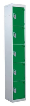 picture of QMP Tool Charging Locker - Solid Door - RCD Plug - 5 Compartment - Green - 1800H x 450W x 450D mm - [QM-BR1845455GSX]