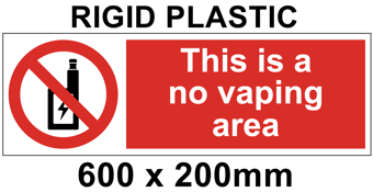 picture of This is a No Vaping Area Sign - 600 x 200mm - Rigid Plastic - [IH-NVAS62-RP]