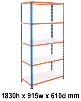 picture of BiGDUG BiG200 Shelving 5 Levels - Melamine Shelves - 1830h x 915w x 610d mm - 200kg UDL - [BDU-B21809065BOM]