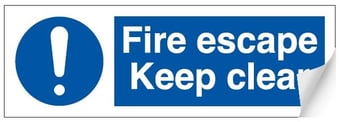 picture of Fire Escape Keep Clear Sign LARGE - 600 x 200Hmm - Self Adhesive Vinyl - [AS-MA22-SAV]