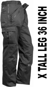 picture of Portwest Superior Black Comfort Action Trousers - X Tall Leg 36 Inch - 245g - PW-S887BKX