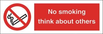 picture of No Smoking Think About Others Sign - 300 X 100Hmm - Rigid Plastic - [AS-PR310-RP]