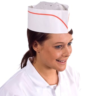 Picture of Supertouch Paper Forage Hats - White/Red - Pack of 100 - [ST-30020]