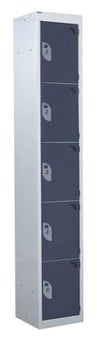 picture of QMP Standard Locker - 5 Compartment - Dark Grey Doors - 1800H x 300W x 300D mm - [QM-LS1830305KXX]
