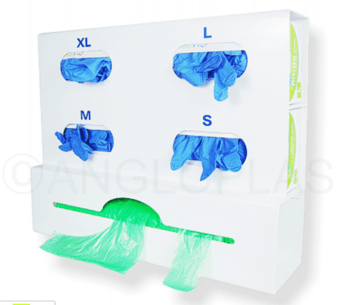 picture of Angloplas Antimicrobial Enclosed Quad Glove & Large Apron Dispenser - [AGP-GAD4-BIO]