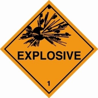 Picture of UN Hazard Warning Diamond Label Self Adhesive Placard - EXPLOSIVE (Class 1) - [HZ-HZ114] 