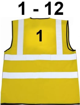 picture of Hi Vis Yellow Vest Pack - Numbered from 1 to 12 in Black - ST-35241