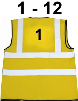 Picture of Hi Vis Yellow Vest Pack - Numbered from 1 to 12 in Black - ST-35241
