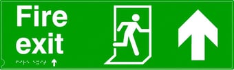 Picture of Braille Fire Exit Sign - Arrow North - 400 x 150Hmm - Self Adhesive PETG - [AS-TAC21-PETG]