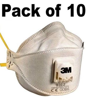 picture of 3M - Aura P1 FOLDABLE VALVED Dust/Mist Respirator Mask - Box of 10 - [3M-9312+]