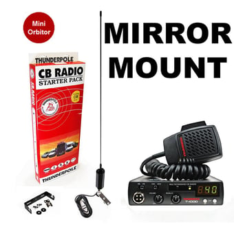 picture of Thunderpole 12 Volt CB Radio Starter Pack - Mini Orbitor - Mirror Mount - [TP-STARTERTP4]