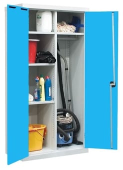 Picture of QMP Utility Cupboard - Light Blue Doors - 3 Shelves - 1800H x 900W x 460D mm - [QM-CU189046ZUXX]