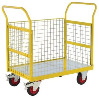 picture of QMP 3 Sided Trucks - Yellow - Mesh Sides - 830H x 600W  x 900D mm - [QM-RTBT3690MYXX] - (LP)