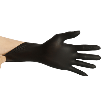 picture of Supreme TTF Disposable Black Nitrile / Vinyl Blended Powder Free Hybrid Gloves - Box of 100 - HT-KALO5.0