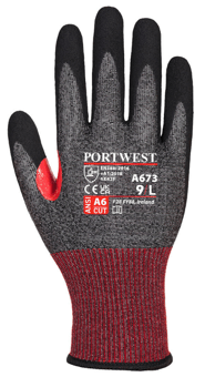 picture of Portwest A673 CS AHR18 Nitrile Foam Cut Resistant Gloves Black - PW-A673K8R