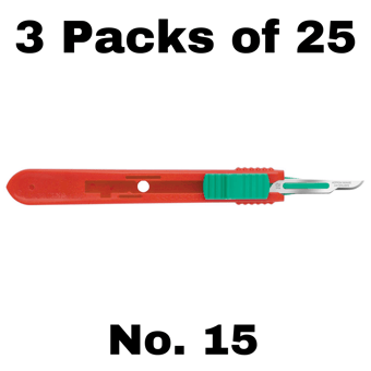 picture of Single Use - Swann Morton Retractable Sterile Scalpel No. 15 - 3 Packs of 25 - [ML-W825-PACK]
