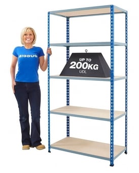 Picture of BiG200 Blue & Galvanised Shelving 5 Levels - Chipboard Shelves - 1830h x 1525w x 915d mm - [BDU-B21815095BZ]