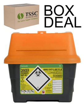 picture of Sharpsafe Recycled Sharps Bin - Orange Lid - 2L - Box Deal of 50 - [IH-VC-51405410]