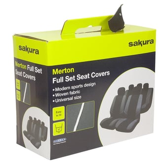 picture of Sakura Merton Seat Covers Black with Grey Pattern Inc Head Rest - [SAX-BY0802]