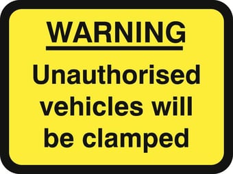 picture of Spectrum 600 x 450mm Dibond ‘WARNING Unauthorised Vehicles.. Clamped’ Road Sign - With Channel – [SCXO-CI-13120]