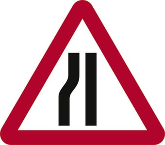 picture of Spectrum Road Narrows Nearside – Classic Roll Up Traffic Sign 600mm Tri – [SCXO-CI-14123]