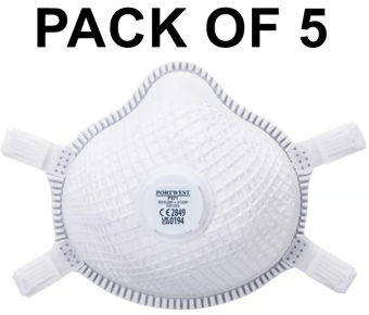 picture of Portwest P371 ERGONET FFP3 Valved Dolomite Respirator - White Pack of 5 - [PW-P371WHR]