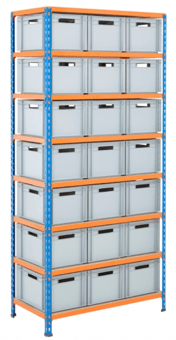 picture of BiGDUG BiG340 Shelving - 1980h x 915w x 455d mm - 21 x 20L Euro Containers - [BDU-UZK69421]