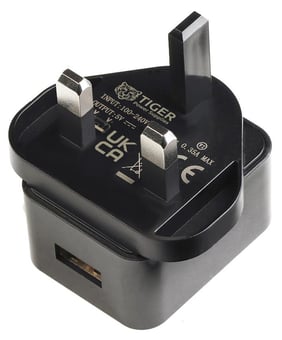 picture of Tiger Power AC/DC Plug Top Power Supply with USB - Fast Charger - [CP-PW06213]