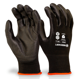 picture of Beeswift PU Coated Nylon Gloves Black - BE-PUGBL