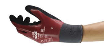 picture of Ansell Edge 48-919 Black/Red Nitrile Coated Gloves - Pair - AN-48-919
