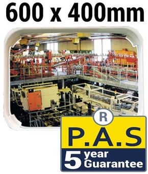 picture of MULTI-PURPOSE MIRROR - P.A.S - 600 x 400mm - White Frame - To View 2 Directions - 5 Year Guarantee - [VL-926]