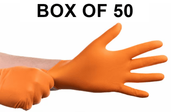 picture of Tough Glove Gator Gripz Orange Diamond Grip Nitrile Gloves - Box of 50 - DK-DKTG570166 - (LP)