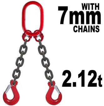 picture of 7mm Double Leg Grade 80 Chain Sling with Hooks - Working Load Limit: 2.12t - [GT-CS7DL]