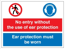 picture of No Entry Without Ear Protection Sign - 400 x 300Hmm - Rigid Plastic - [AS-MA100-RP]