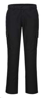 Picture of Portwest - Stretch Slim Combat Black Trouser - Regular Leg 31 Inch - PW-S231BKR