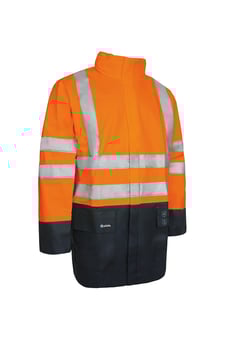 picture of Lyngsoe Multinorm Hi-Vis Jacket in Extra Strong PVC - Hi-Vis Orange/Navy - LS-ARC-LR4055-05/03 - (NICE)