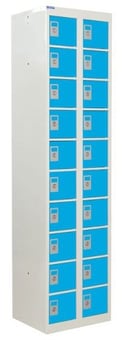 picture of QMP Personal Effects Locker - 20 Compartment - Light Blue Doors - 1800H x 450W x 380D mm - [QM-LR184538YUXX]