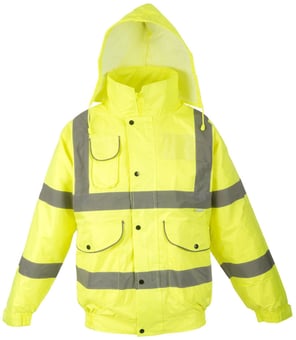 Picture of Hi-Vis Yellow Mesh Lined Waterproof Bomber Jacket - BI-151 - (DISC-W)
