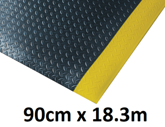 picture of Kumfi Diamond Anti-Fatigue Mat Black/Yellow - 90cm x 18.3m Roll - [BLD-KD360BY]